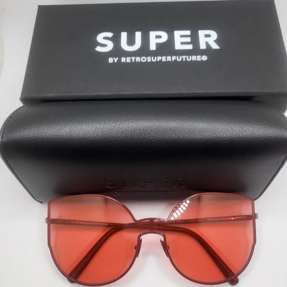 New RetroSuperFuture Red Tint Lens/Frame Women Butterfly Cateye Sunglasses Italy - Picture 5 of 7